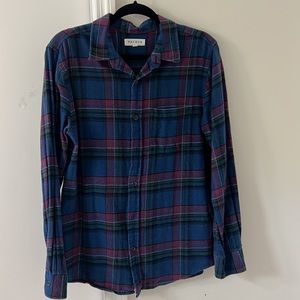PacSun Men's Flannel Button Up Shirt Blue Plaid Small Long Sleeve Cotton Casual